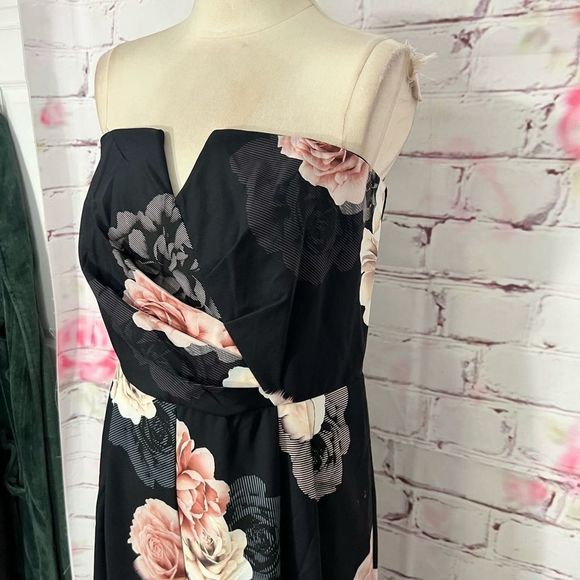 City Chic strapless floral wide leg jumpsuit - Picture 5 of 15